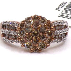 1 Cwt. Natural Champagne and White Diamond Ring, Rose Vermeil Over 925 Silver